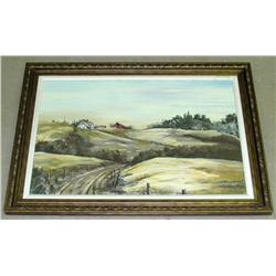 VINTAGE ACRYLIC ON CANVAS PAINTING BY LOCAL ARTIST VERNON FOSTER -  SIGNED