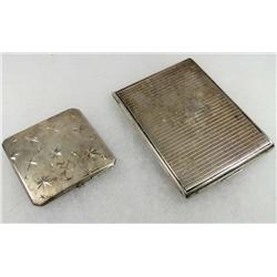 LOT OF 2 STERLING SILVER ITEMS - ART DECO COMPACT AND CIGARETTE CASE