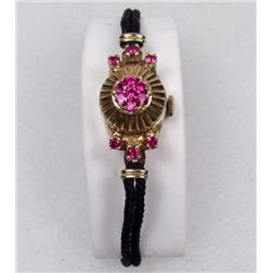C. 1920'S 14K GOLD AND RUBY GRUEN LADIES WRIST WATCH
