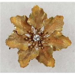 ART NOUVEAU 14K GOLD AND DIAMOND  BROOCH - 6.74 GRAMS
