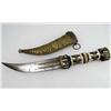 Image 1 : EARLY MIDDLE EASTERN FIGHTING KNIFE W/ INLAY HANDLE AND SHEATH