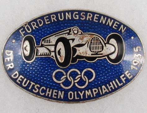 WW2 GERMAN NAZI 1936 BERLIN OLYMPICS RACE CAR BADGE