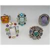 Image 1 : LOT OF 5 STERLING SILVER AND GEMSTONE ESTATE JEWELRY RINGS