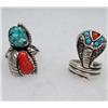 Image 1 : LOT OF 2 VINTAGE STERLING SILVER, TURQUOISE AND CORAL RINGS