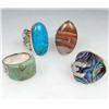Image 1 : LOT OF 4 STERLING SILVER AND GEMSTONE ESTATE JEWELRY RINGS