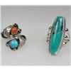 Image 1 : LOT OF 2 VINTAGE STERLING SILVER, TURQUOISE AND CORAL RINGS