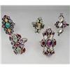 Image 1 : LOT OF 5 STERLING SILVER AND GEMSTONE ESTATE JEWELRY RINGS