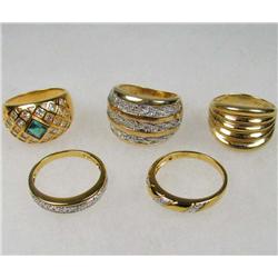 LOT OF 5 STERLING SILVER AND GEMSTONE ESTATE JEWELRY RINGS