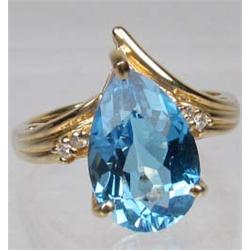 14K GOLD AND GEMSTONE LADIES RING - 4.7 GRAMS