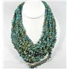 Image 1 : ESTATE JEWELRY - 10 STRAND STERLING SILVER AND TURQUOISE NECKLACE