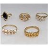 Image 1 : LOT OF 5 GOLD AND GEMSTONE ESTATE JEWELRY RINGS