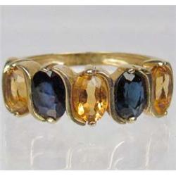 14K GOLD AND GEMSTONE LADIES RING - 3.7 GRAMS