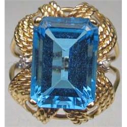 14K GOLD LADIES DIAMOND AND GEMSTONE RING - 6.15 GRAMS