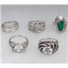 Image 1 : LOT OF 5 STERLING SILVER AND GEMSTONE ESTATE JEWELRY RINGS