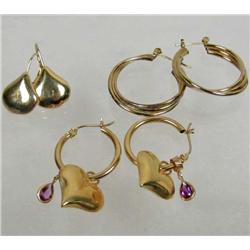 LOT OF 3 PAIRS OF 14K GOLD EARRINGS - 6.6 GRAMS