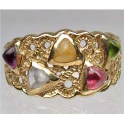 14K GOLD AND GEMSTONES LADIES RING - 3.97 GRAMS
