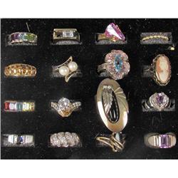 LOT OF 16 ESTATE JEWELRY RINGS - SOME ARE STERLING SILVER