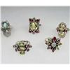 Image 1 : LOT OF 5 STERLING SILVER AND GEMSTONE ESTATE JEWELRY RINGS