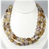 Image 1 : ESTATE JEWELRY - 3 STRAND STERLING SILVER AND GRAVEYARD AGATE NECKLACE