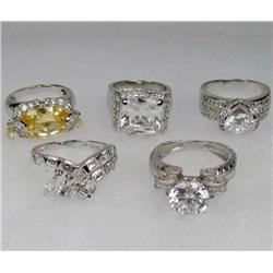 LOT OF 5 STERLING SILVER AND GEMSTONE ESTATE JEWELRY RINGS