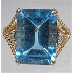 10K GOLD LADIES DIAMOND AND GEMSTONE RING - 4.12 GRAMS