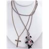 Image 1 : LOT OF 2 ESTATE JEWELRY PENDANTS W/ CHAINS - PANDA BEAR AND CROSS