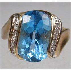 14K GOLD LADIES DIAMOND AND GEMSTONE RING - 5.97 GRAMS