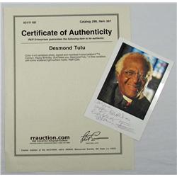 AUTOGRAPHED DESMOND TUTU PHOTO W/ COA