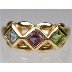 14K GOLD AND GEMSTONES LADIES RING - 3.78 GRAMS