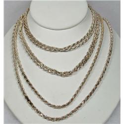 LOT OF 4 STERLING SILVER CHAIN NECKLACES - 3.45 OZ. TW.