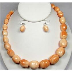 ESTATE JEWELRY - CORNES SHELL NECKLACE AND EARRING SET