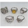 Image 1 : LOT OF 5 STERLING SILVER AND GEMSTONE ESTATE JEWELRY RINGS