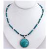 Image 1 : ESTATE JEWELRY STERLING SILVER AND TURQUOISE NECKLACE - .85 OZ