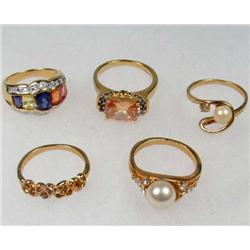LOT OF 5 ESTATE JEWELRY RINGS