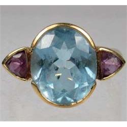 14K GOLD AND GEMSTONES LADIES RING - 4.78 GRAMS