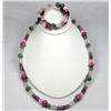 Image 1 : ESTATE JEWELRY - STERLING SILVER AND GEMSTONE NECKLACE AND BRACELT SET
