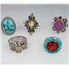 Image 1 : LOT OF 5 STERLING SILVER AND GEMSTONE ESTATE JEWELRY RINGS