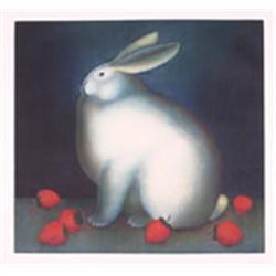 Igor Galanin, Rabbit with Strawberries - I, Aquatint Etching