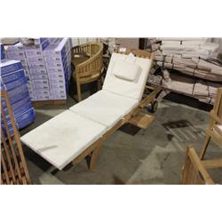 TEAK CHAISE LOUNGE WITH CUSHIONS