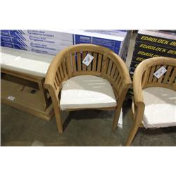 CURVED BACK TEAK CHAIR WITH CUSHION
