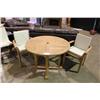 Image 1 : ROUND TEAK PATIO TABLE & 2 CHAIRS WITH CUSHIONS