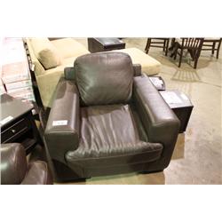 DARK BROWN CONTEMPORARY LEATHER ARMCHAIR