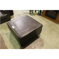 DARK BROWN LEATHER OTTOMAN