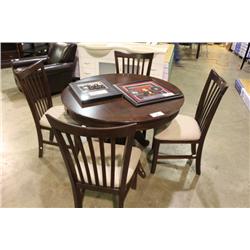 ROUND WALNUT DINING TABLE & 4 PADDED CHAIRS