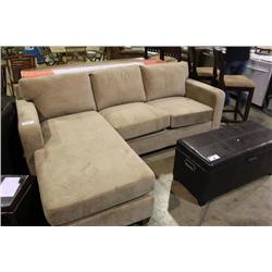 BEIGE MICROFIBER LOUNGE COUCH