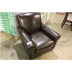BROWN LEATHER CONTEMPORARY ARMCHAIR