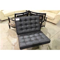 BLACK LEATHER MODERN OCCASIONAL CHAIR