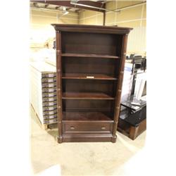 DARK WOOD 4 TIER SINGLE DRAWER BOOKCASE