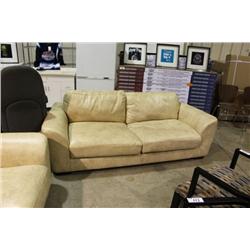 IVORY LEATHER SOFA & LOVE SEAT SET
