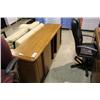 Image 2 : OAK DESK CREDENZA & 3 OFFICE CHAIRS